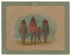 Patagon-sjef, hans bror og datter av George Catlin