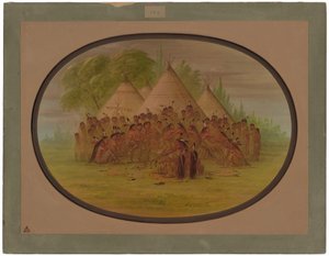 Pipe Dance - Assinneboine av George Catlin