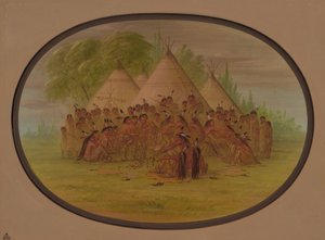 Pipe Dance - Assinneboine, 18611869. av George Catlin