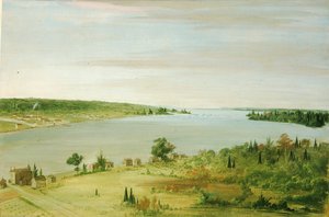 Sault Ste. Marie, viser USAs garnison i det fjerne, 1836-1837. av George Catlin