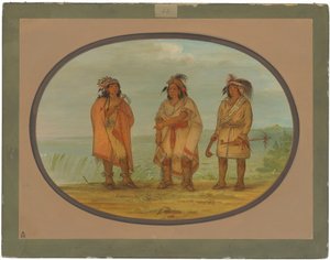 Seneca-høvding, Red Jacket, med to krigere av George Catlin