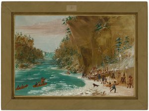 Ekspedisjonen i leir nedenfor Niagarafallene. 20. januar 1679 av George Catlin