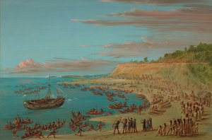 Griffinen kommer inn i havnen ved Mackinaw. 27. august 1679, 18471848. av George Catlin