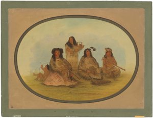 Sioux-sjefen med flere indianere av George Catlin