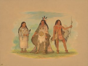 Tre Minatarree-indianere, 1861. av George Catlin