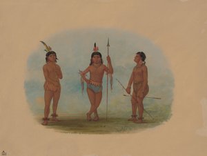 Three Young Tobos Men, 18541869. av George Catlin