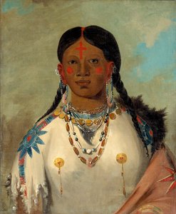 Tís-se-wóo-na-tís, Hun som bader i knærne, høvdingens kone, 1832. av George Catlin