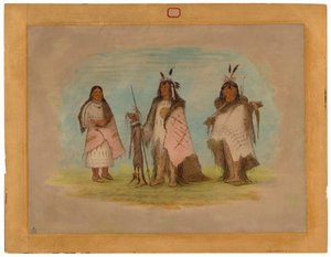 To Blackfoot Warriors og en kvinne av George Catlin