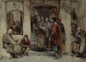 A Scene of Monastic Life, 1850 (wc på papir) av George Cattermole