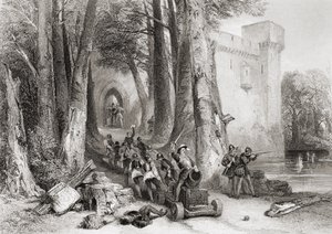 The Siege of Lathom House, 1644, gravert av W. Topham
