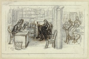 Utsikt over biblioteket av George Cattermole