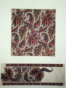 Stoffdesign for Paisley sjal, ca. 1871 (gouache på papir)