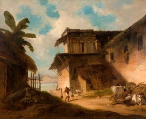 Landsbyscenen i Bengal, 1821. av George Chinnery