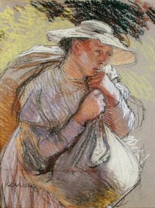 En bondekvinne (pastell på papir) av George Clausen