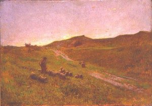 Evening on the Moorland (olje på lerret) av George Clausen