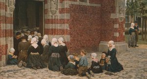 Høymesse i en fiskelandsby på Zuyder Zee, Holland, 1876, c1930. av George Clausen