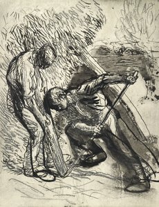 Propping the Rick, ca. 1900 (blyant, penn og blekk på papir) av George Clausen