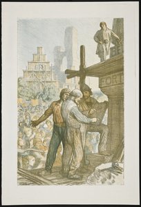 Gjenoppbyggingen av Belgia (lito på papir) av George Clausen