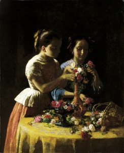 Jenter og blomster, 1855.