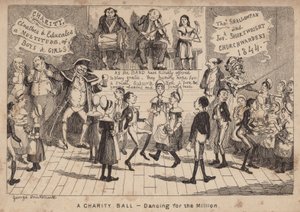 Et veldedighetsball - dans for millionen; tegnefilm av George Cruikshank