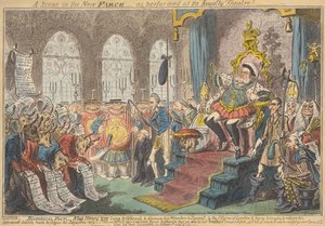 En scene i den nye farsen - som fremført på Royal Theatre! av George Cruikshank