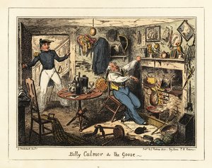 En marineløytnant tilkaller en gammel midtskipsmann til tjeneste, 1826 (litografi) av George Cruikshank
