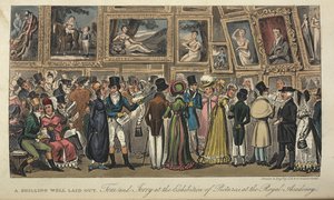 «En skilling godt lagt. Tom og Jerry på utstillingen av bilder ved Royal Academy', 'Life in London, etc.', av Pierce Egan av George Cruikshank