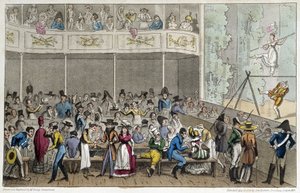 Akrobatshow på Café de la Paix - i "Life in Paris" av David Carey, London av George Cruikshank