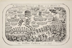 En ekstraordinær bevegelse om Kina - eller - en endring i The Willow Pattern endelig!!, pub. 1853 av George Cruikshank