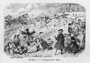 april, Greenwich Park, London (gravering) av George Cruikshank