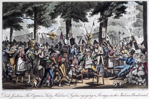 Boulevard des Italiens - i "Life in Paris" av David Carey, London av George Cruikshank