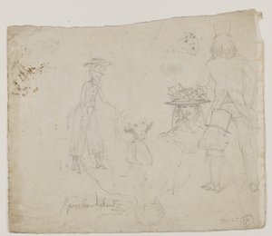 Karakterstudier (blyant, penn og blekk på papir) av George Cruikshank