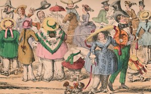 Cruikshanks Exhibition of Bloomers i Hyde Park, 1852, c1870 av George Cruikshank