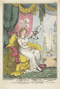 Prinsen av Orange som leketøy for prinsesse Charlotte, 1814 Et nederlandsk leketøy!!! - eller, en pen leke-ting for en ung prinsesse !!! (tittel på objekt) av George Cruikshank