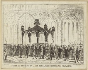 Begravelsesfølget til hennes kongelige høyhet prinsesse Charlotte av George Cruikshank
