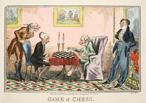Game of Chess, pub av Thomas McLean, 1835 (håndfarget gravering) av George Cruikshank