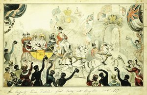 Hennes Majestet Dronning Victorias første inntog i Brighton 4. oktober 1837, 1837 av George Cruikshank