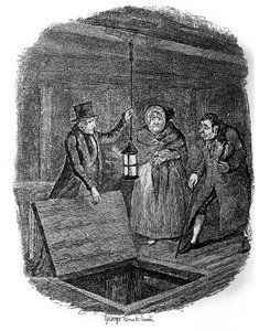 Illustrasjon for "" Oliver Twist"" (Olivier) av Charles Dickens (1812-1870), av George Cruikshank (1792-1878). av George Cruikshank