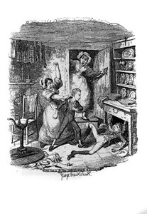 Illustrasjon for "" Oliver Twist"" (Olivier) av Charles Dickens (1812-1870), av George Cruikshank (1792-1878). av George Cruikshank