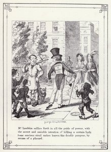 Illustrasjon for The Bachelor's Own Book, eller The Progress of Mr Lambkin (Gent) (gravering) av George Cruikshank