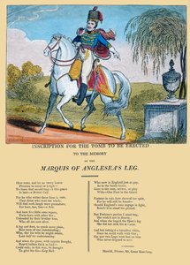 Inskripsjon for graven som skal reises til minne om markisen av Angleseas ben, utgitt av R. Harrild, ca. 1815 av George Cruikshank