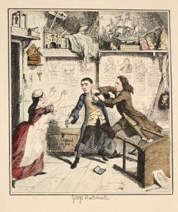 Jack Sheppard viser en vindictive Character, illustrasjon fra Jack Sheppard: A Romance av William Harrison Ainsworth, utgitt 1839 (håndfarget etsning) av George Cruikshank