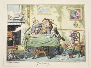 Sjalusi, pub. 1835 (håndfarget gravering) av George Cruikshank
