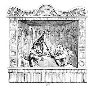 Judy urges Mr Punch to take the child av George Cruikshank