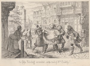 London. A Street: 'Henry IV del II', akt II, scene I av George Cruikshank