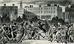 London Street Fight, tidlig på 1800-tallet. av George Cruikshank