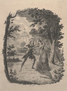 Mann og kvinne i hagen (radering) av George Cruikshank