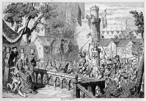 Masque i palasshagen til Tower of London, 1840. av George Cruikshank
