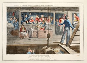 Mester B, finne ting som ikke var akkurat det han forventet, pub. 1835 (håndfarget gravering) av George Cruikshank