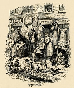 Monmouth Street, Soho, en illustrasjon av G. Cruikshank for Dickens Sketches av Boz. , 1938 av George Cruikshank